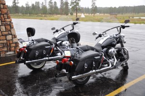 Motorcycles in the rain